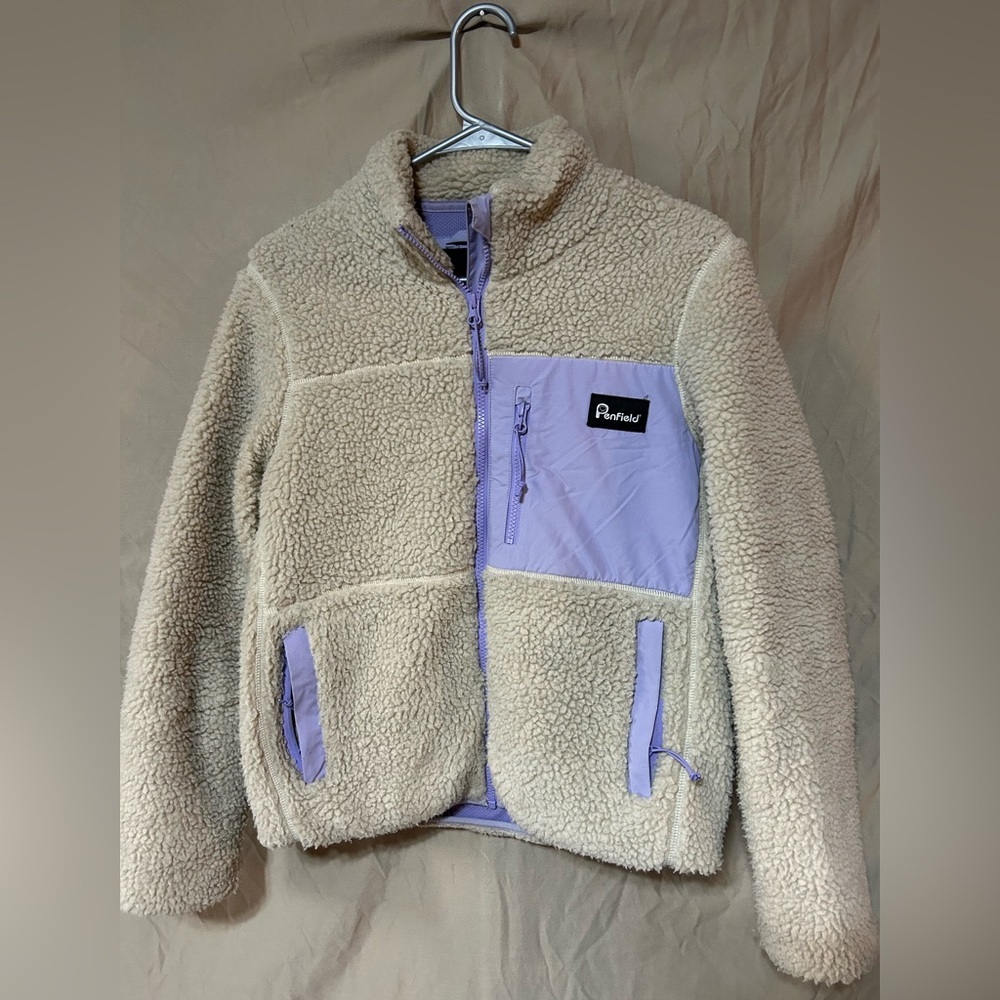 PENFIELD Jacket S Cream Beige Sherpa Zip Fleece Oatmeal Lavender Fuzzy Mattawa